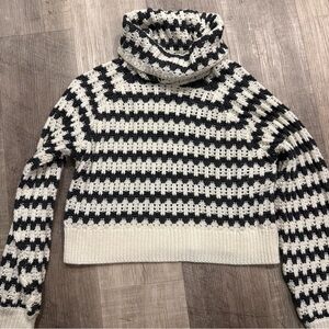 John + Jenn gray and Cream Cowl Neck Sweater